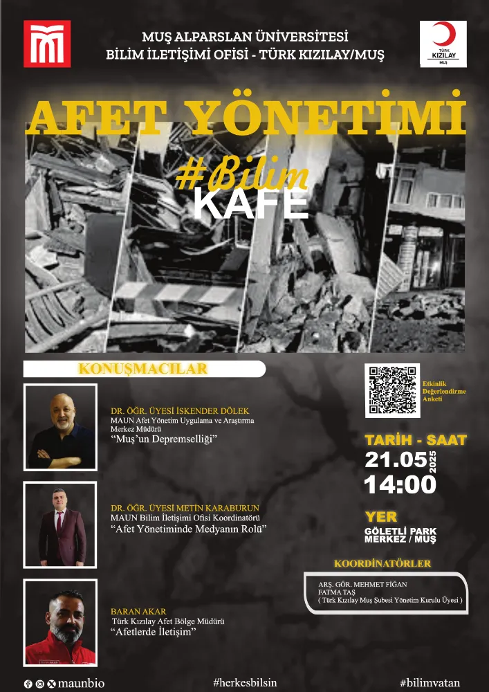 AFET YÖNETİMİ BİLİM KAFE’SİNDE UZMANLAR MUŞ’TA BULUŞUYOR