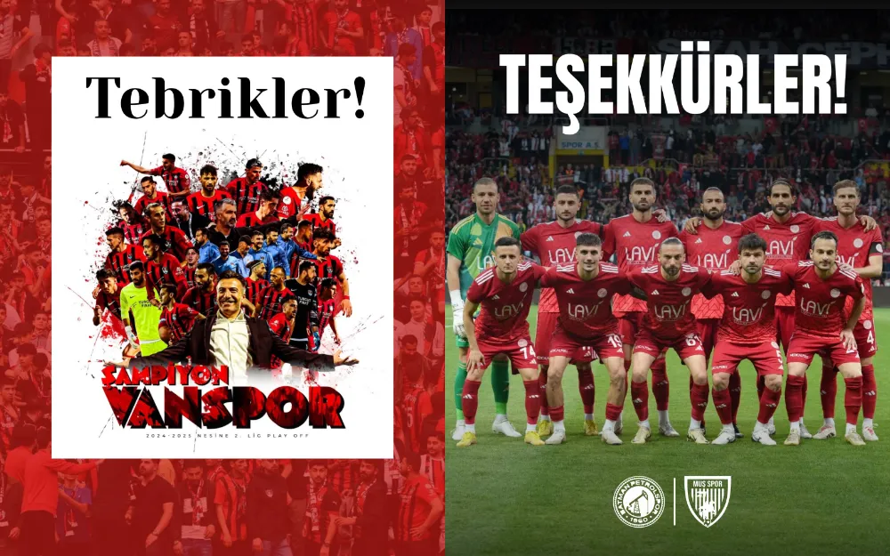 MUŞSPOR’DAN VANSPOR VE BATMAN PETROLSPOR’A TEBRİK MESAJI